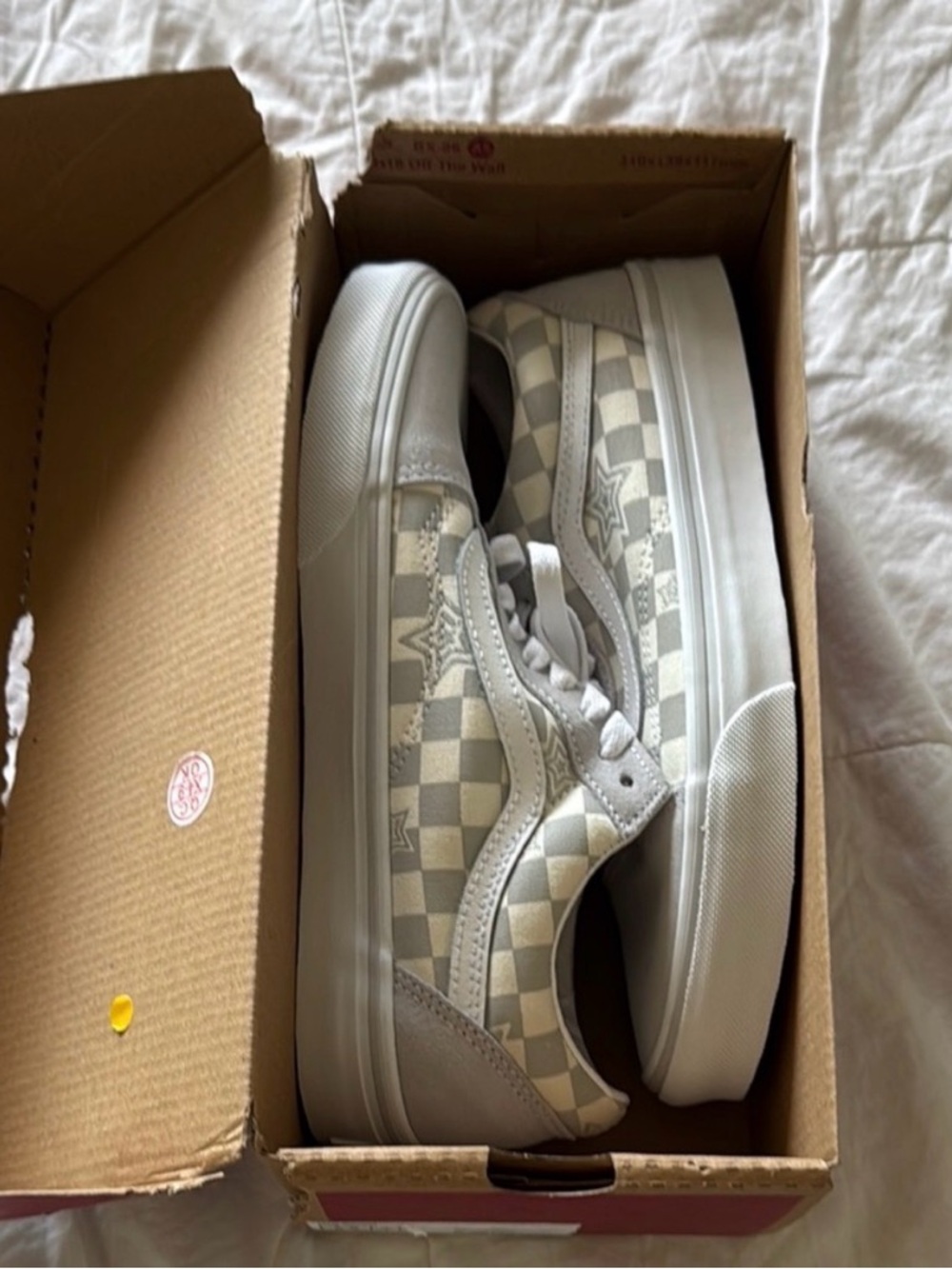 Checkerboard Low Top Sneakers in Light Gray & White